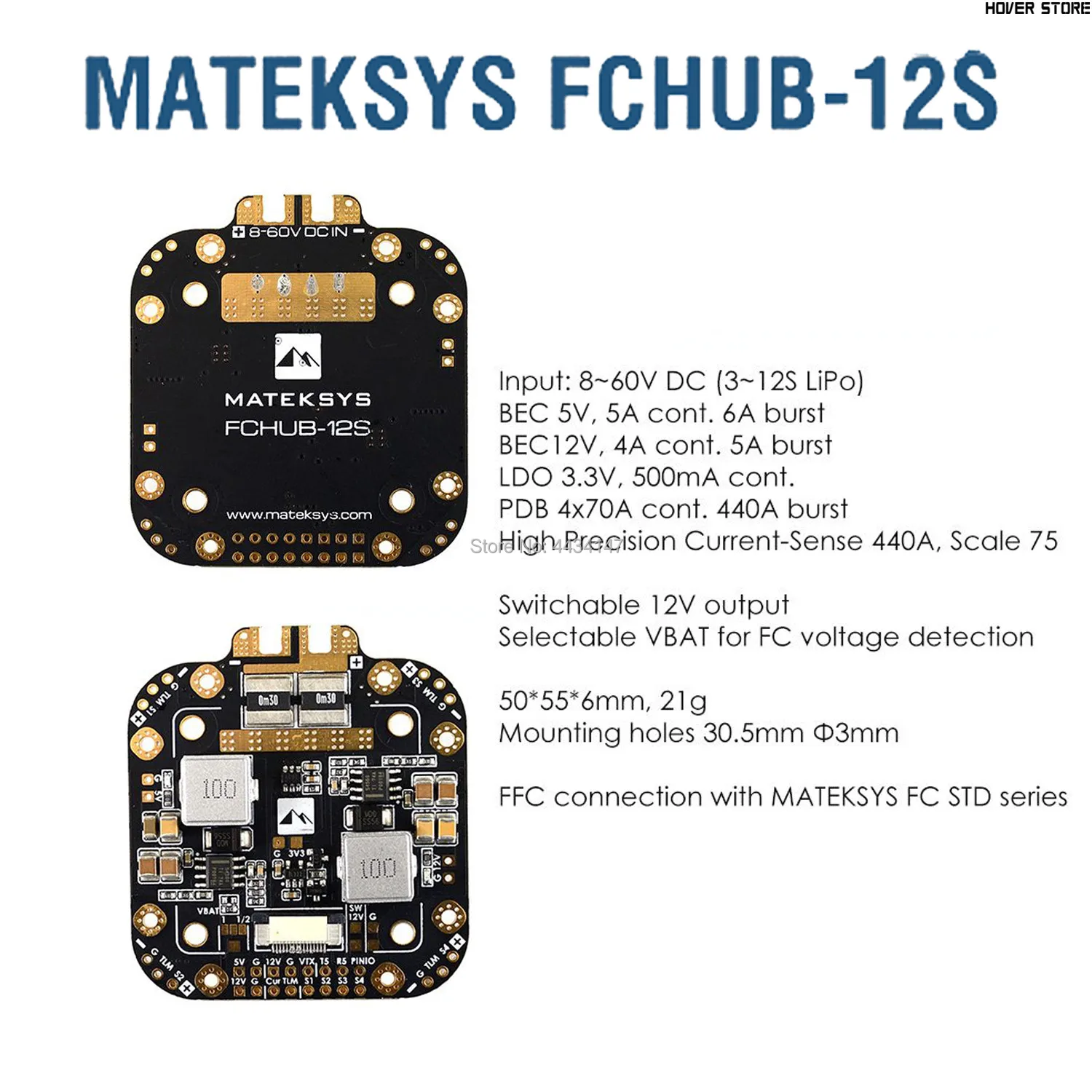 

Плата Matek System XCLASS FCHUB-12S PDB, выход 5 В и 12 В, с датчиком тока 3-12S Lipo для радиоуправляемого дрона Квадрокоптер, Мультикоптер FPV