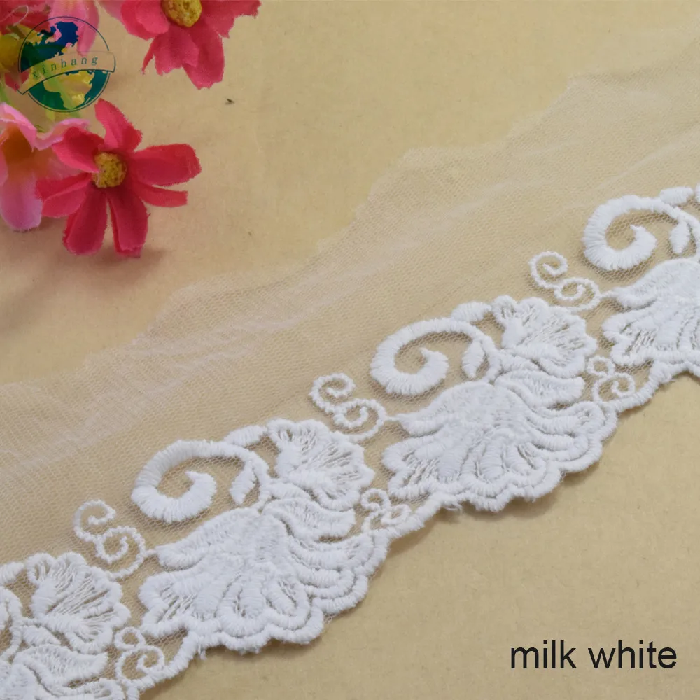 7cm width Cotton embroid lace dolls ribbon guipure trim fabric warp knitting DIY Garment Accessories wedding lace#3421