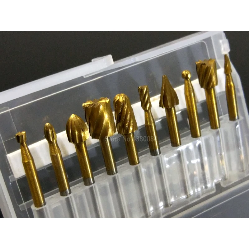 Conjunto de lixas rotativas/rasps com 10 peças, conjunto de facas de madeira carbono, talheres em titânio hss