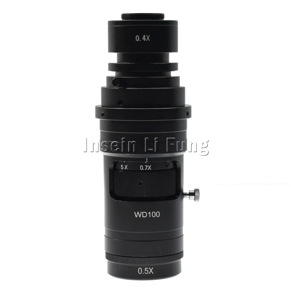 10X-180X Adjustable Magnification 25mm Zoom C-mount Lens 0.7X~5X For Industry Video Microscope Camera Working Distance 100-300mm