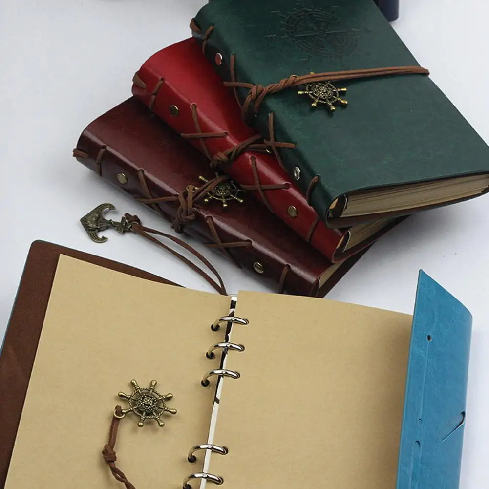 Retro Spiral Notepad ไดอารี่ Notebook Vintage Pirate Anchors PU Book สำหรับ Traveler โน้ตบุ๊คเครื่องเขียนของขวัญ