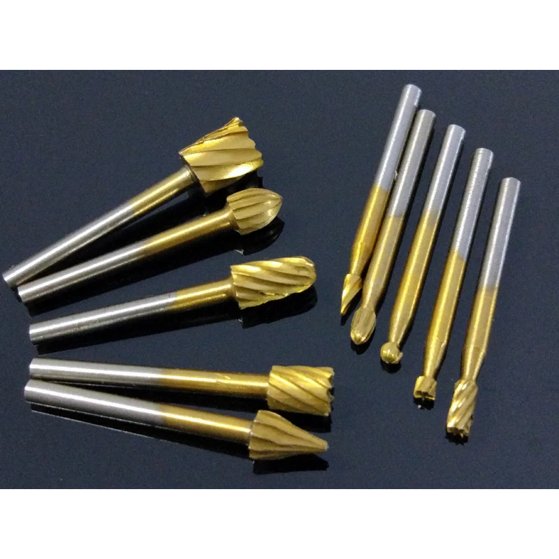 Conjunto de lixas rotativas/rasps com 10 peças, conjunto de facas de madeira carbono, talheres em titânio hss