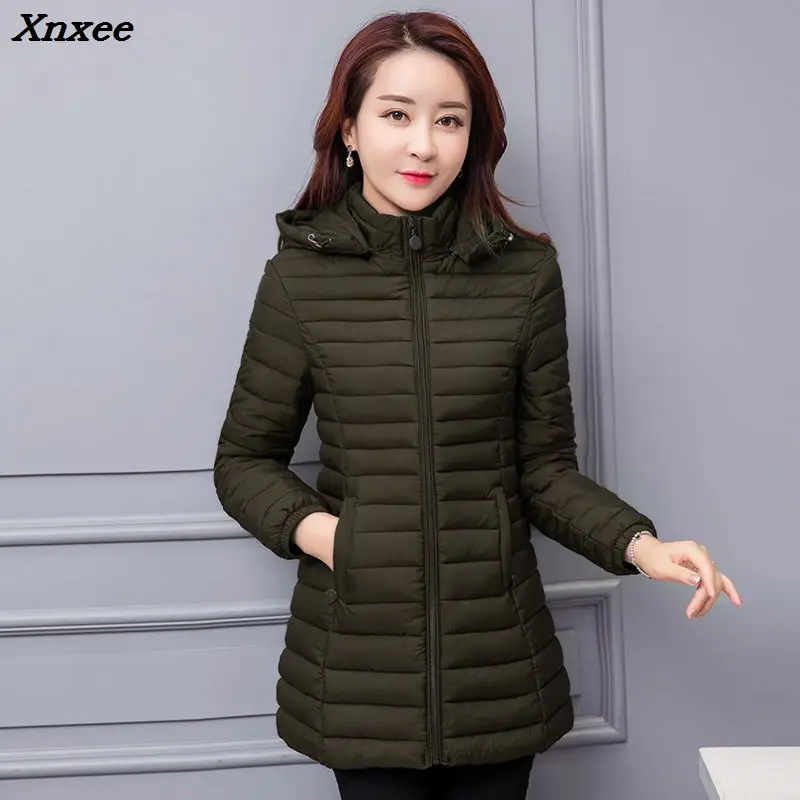 Xnxee-Chaqueta larga de alta calidad para mujer, Parkas de invierno, abrigos largos, invierno y otoño, 2018