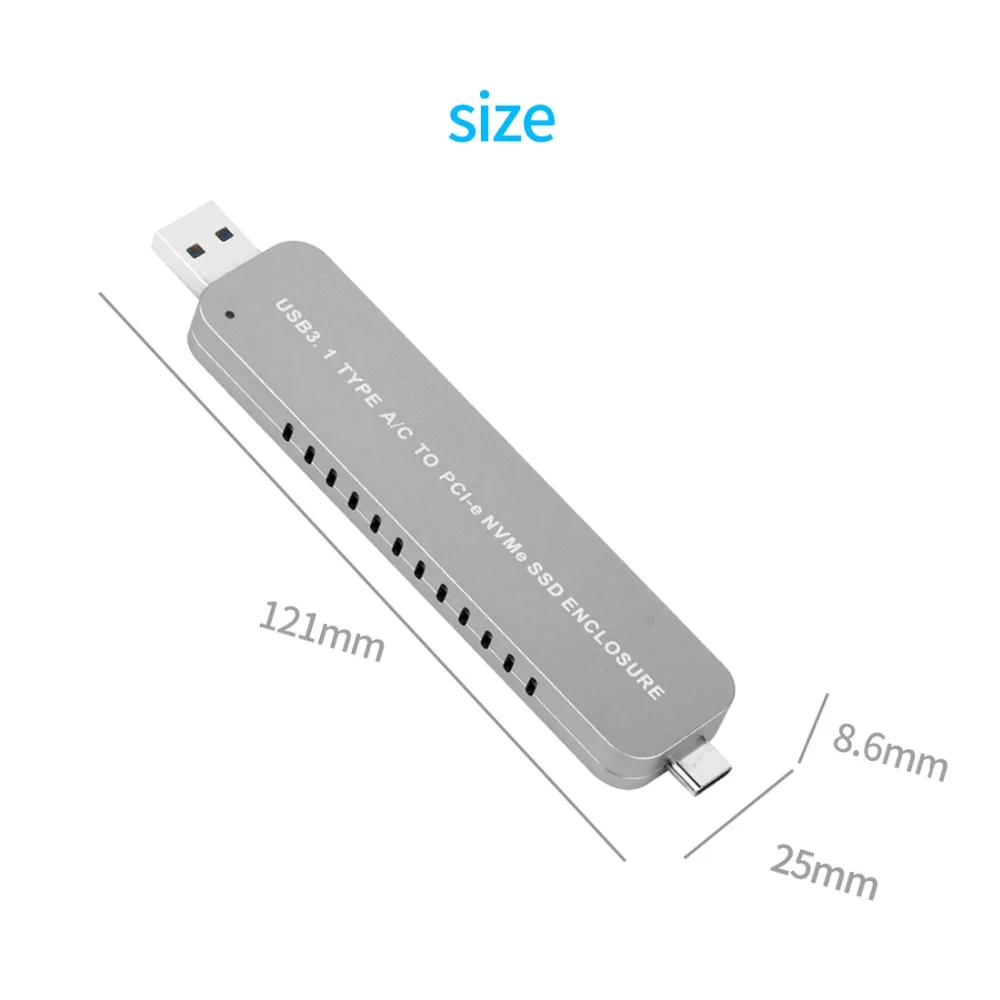 USB to M.2 SSD Enclosure USB3.0 Type-A Combo Type-C for Pci-e M2 M-Key SSD Support UASP TRIM 2280 HDD Mobile Hard Drive Box
