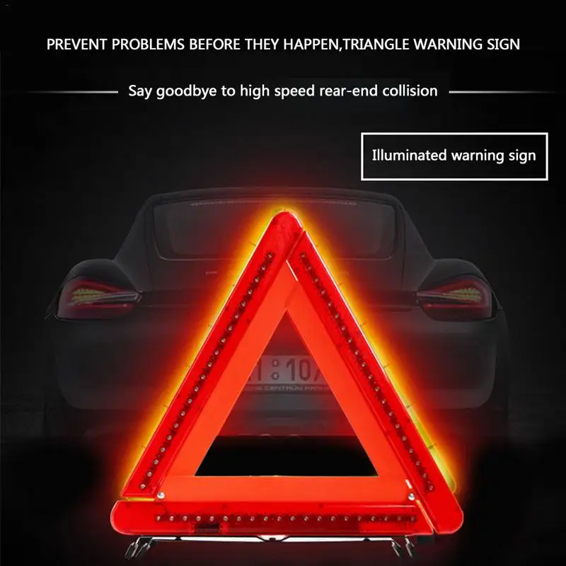 Universal Auto Car LED Red Warning Triangle Reflective Led Strips Reflective Tape Cars Reflectors Emergency Stop Sign