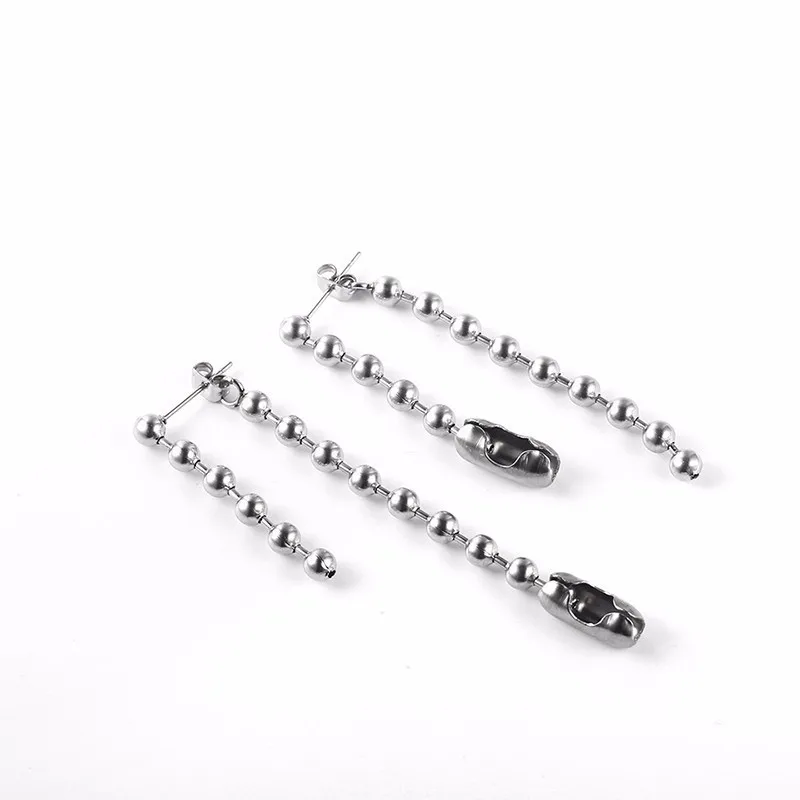 Stainless Steel Bead Chain Creative Design Front Rear Suspension Temperament Female Jewelry Drop Earrings image 2