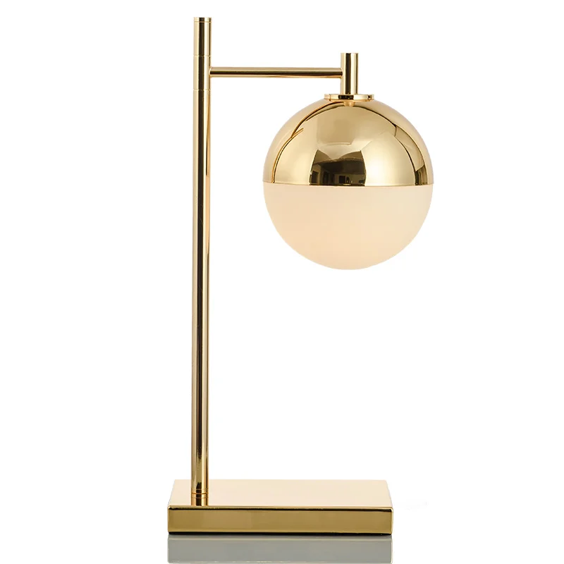 Postmodern Creative Glass Ball Gold Table Lamps Nordic Model Room Soft Study Bedroom Bedside Table Lamp Classic Desk Lights