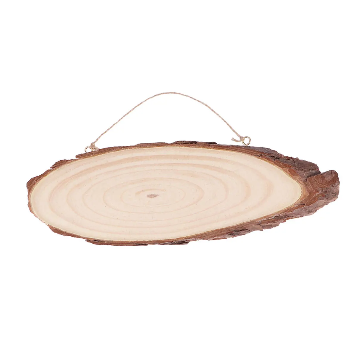 Log Slices 22x7cm Oval Blank Wooden Disc Tree Log Slice Plaques with 2 Hooks and Rope for DIY Decoration Crafts Projects