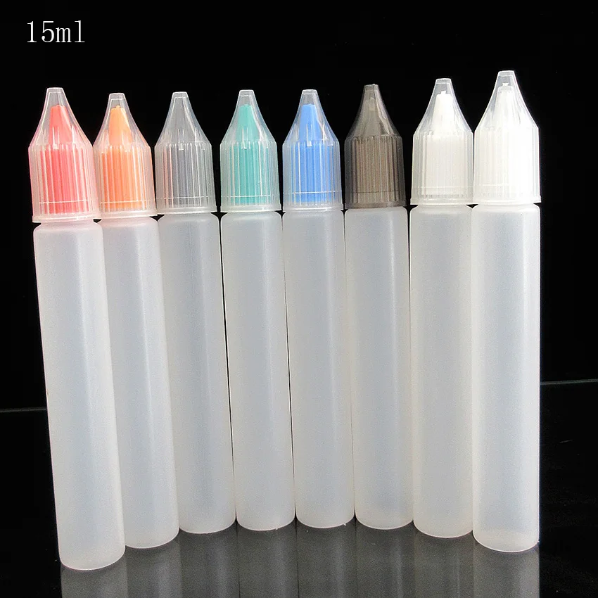 

100pcs Wholesale ,PE15ML Unicorn Pen shape Dropper Bottle,Long Slim Empty Bottle with Tip for EGO,E Smoking Oil,Refillable