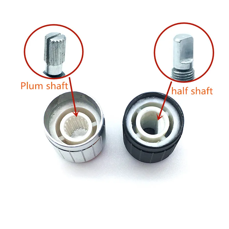 5pcs Black Silver Golden Aluminium Alloy Switch Caps 15x17mm Potentiometer knobs Encoder Switch Plum Shaft D Axis Half Shaft