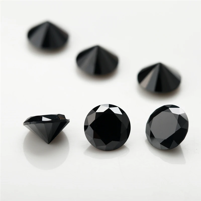 100 sztuk/partia 0.8mm ~ 3.5mm okrągły kształt luźne CZ kamień czarny kolor AAAAA cyrkonia syntetyczne klejnoty do biżuterii DIY kamień