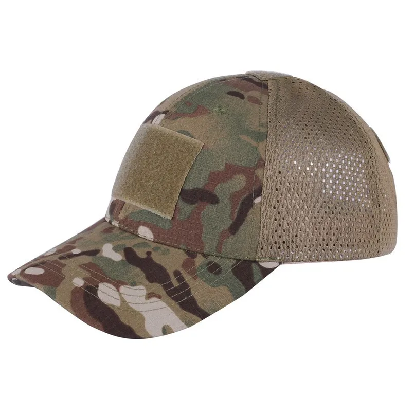 Man Outdoor Military Tactical Camo Mesh Cap Fishing Hunting Hiking Basketball Snapback Hat Adjustable Sports Adult Cap
