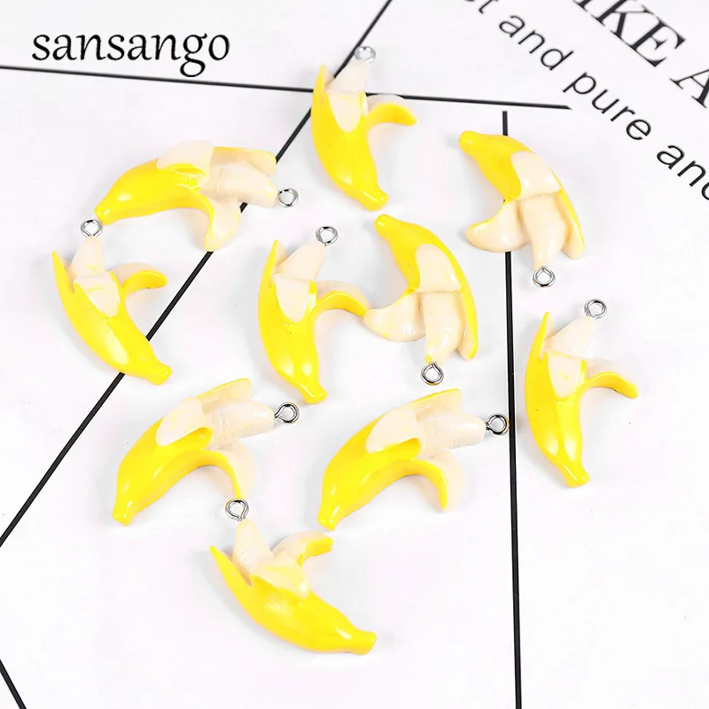 10pcs Yellow Resin Banana Fruit Charms Pendant For Jewelry Making Accessories DIY Earrings Bracelet Necklace Keychain Gift