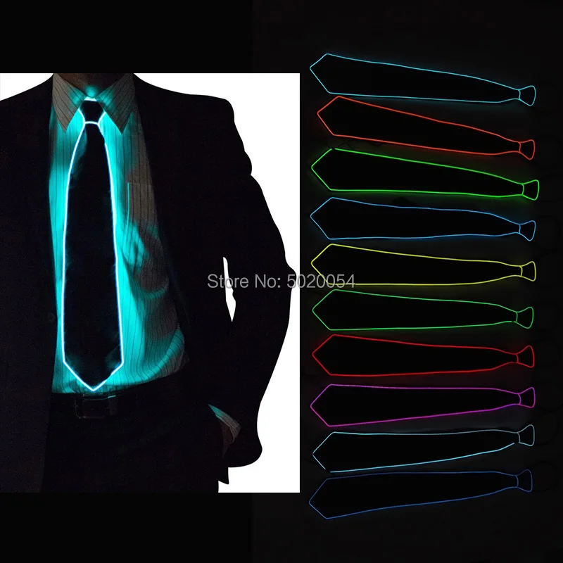 

Hot Sale Halloween Men EL Flashing Tie Apparel Accessories LED Light Up Tie Necktie For Wedding Christmas Dance DJ Club Bar