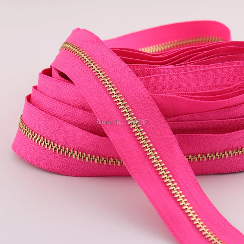 

10Yards 5# Rose Red Metal Teeth Zippers For Handbag back shoes garment luggage sewing Accessories