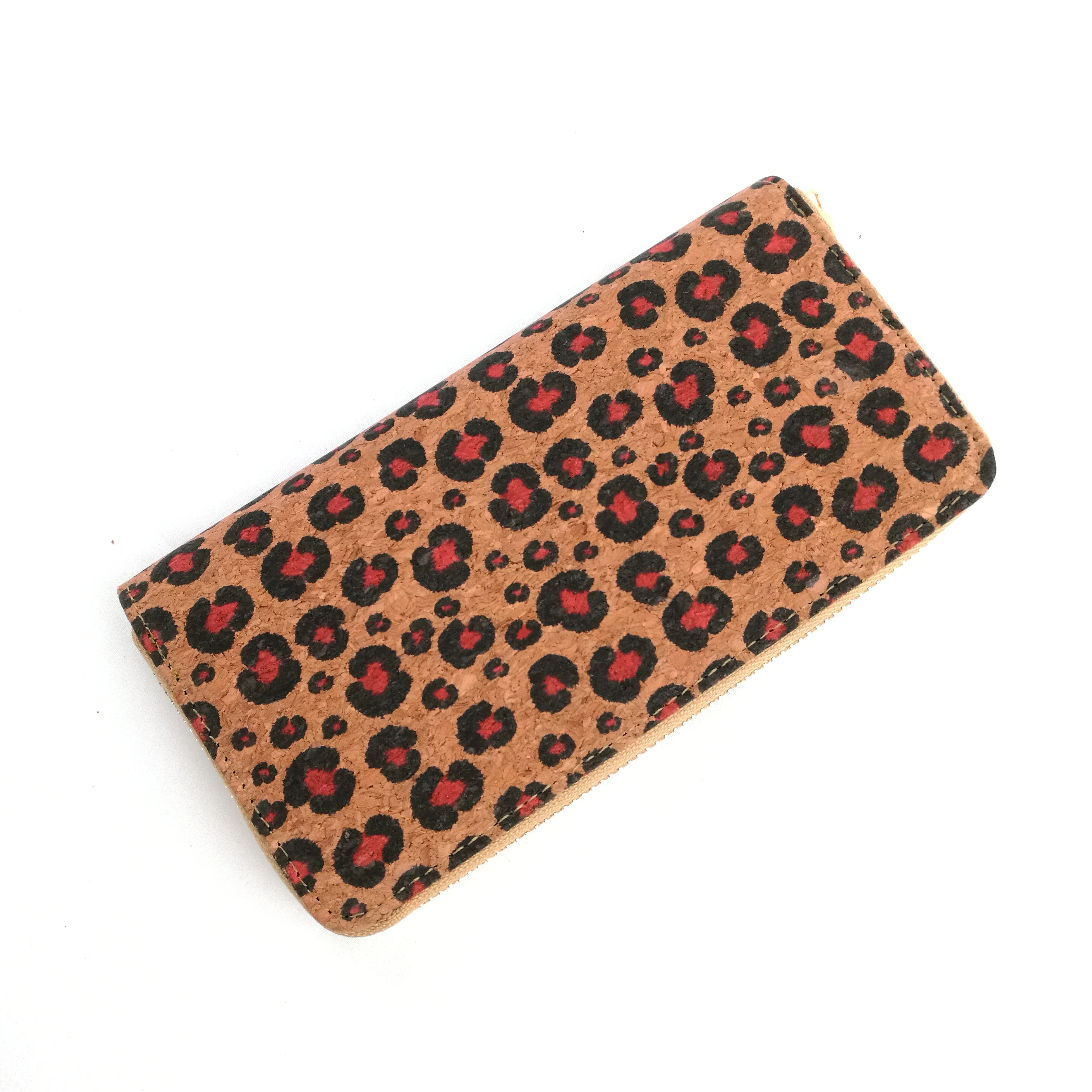 LEOPARD PRINT CORK CARD WALLET FOR WOMEN VEGAN COIN PURSE