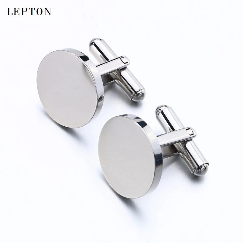 رائجة البيع أزرار أكمام من الفولاذ المقاوم للصدأ للرجال أزرار أكمام لامعة فارغة حفل زفاف هدية ليبتون الرجال قميص الأصفاد زر الكم #4