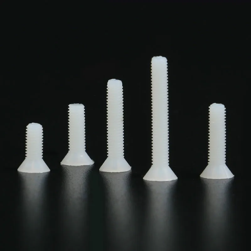 10pcs M3 Nylon Flat Head Phillips Screws Metric Phillips Plastic Machine Screw Bolt White