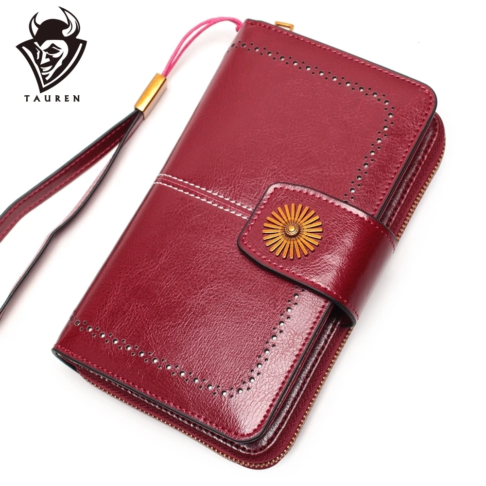 

Genuine Leather Long Woman Red Purse Wallet Clutch Bag Ladies Purses Card Holder Women Phone Bags Carteira Feminina