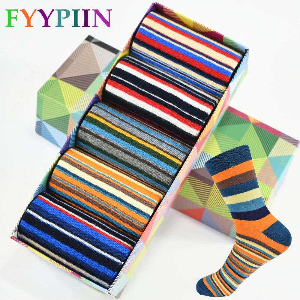 

Casual Mens Socks Chromatic Stripe Five Pairs Of Socks Man With The Final Design Clothing Fashion Designer Style Cotton No Box