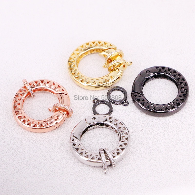 5PCS ZYZ321-8150 Circle Clasp Buckle Interlock Micro paved , CZ Micro Pave Interlocking Clasp Fastener for Jewelry Findings