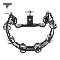 Tooyful Music Rattle Tambourine Handbell Shaker with 4 Pairs of Stainless Steel Jingles for Precussion Accompaniment