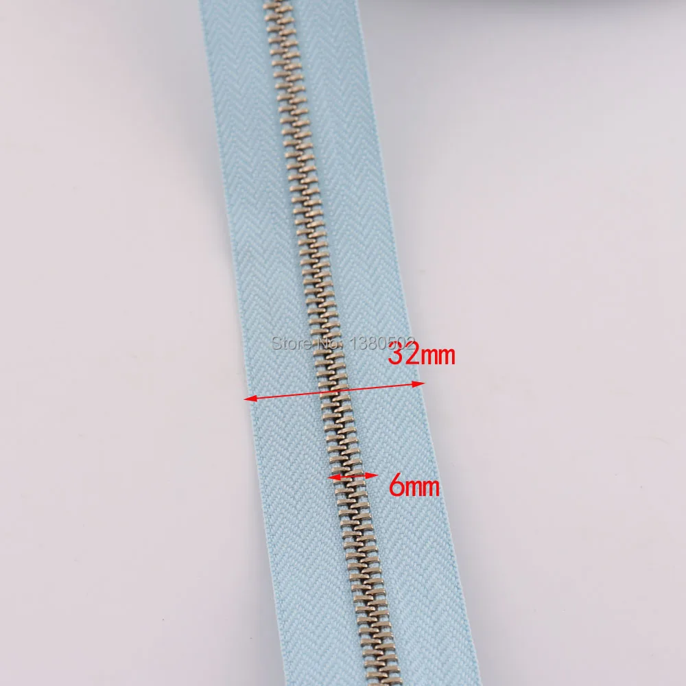 10Yards 5# Light Blue Color Metal  Teeth Zipper Nylon DIY Bag Purse Boots zipppers Garment Accessories