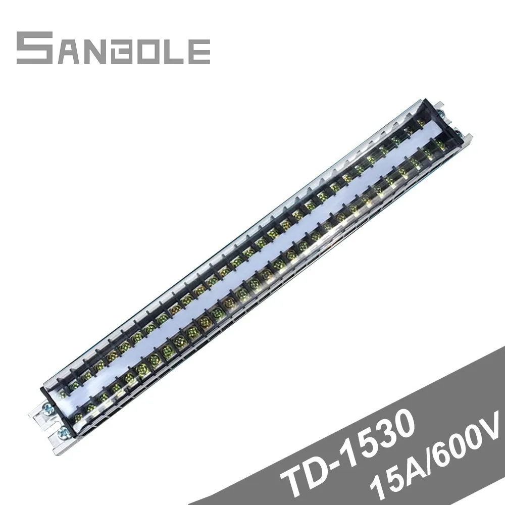 TD-1530 Guide Group Combine Connection Dual Row Terminal Block Strip Barrier 30 Positions 15A DIN rail Screw