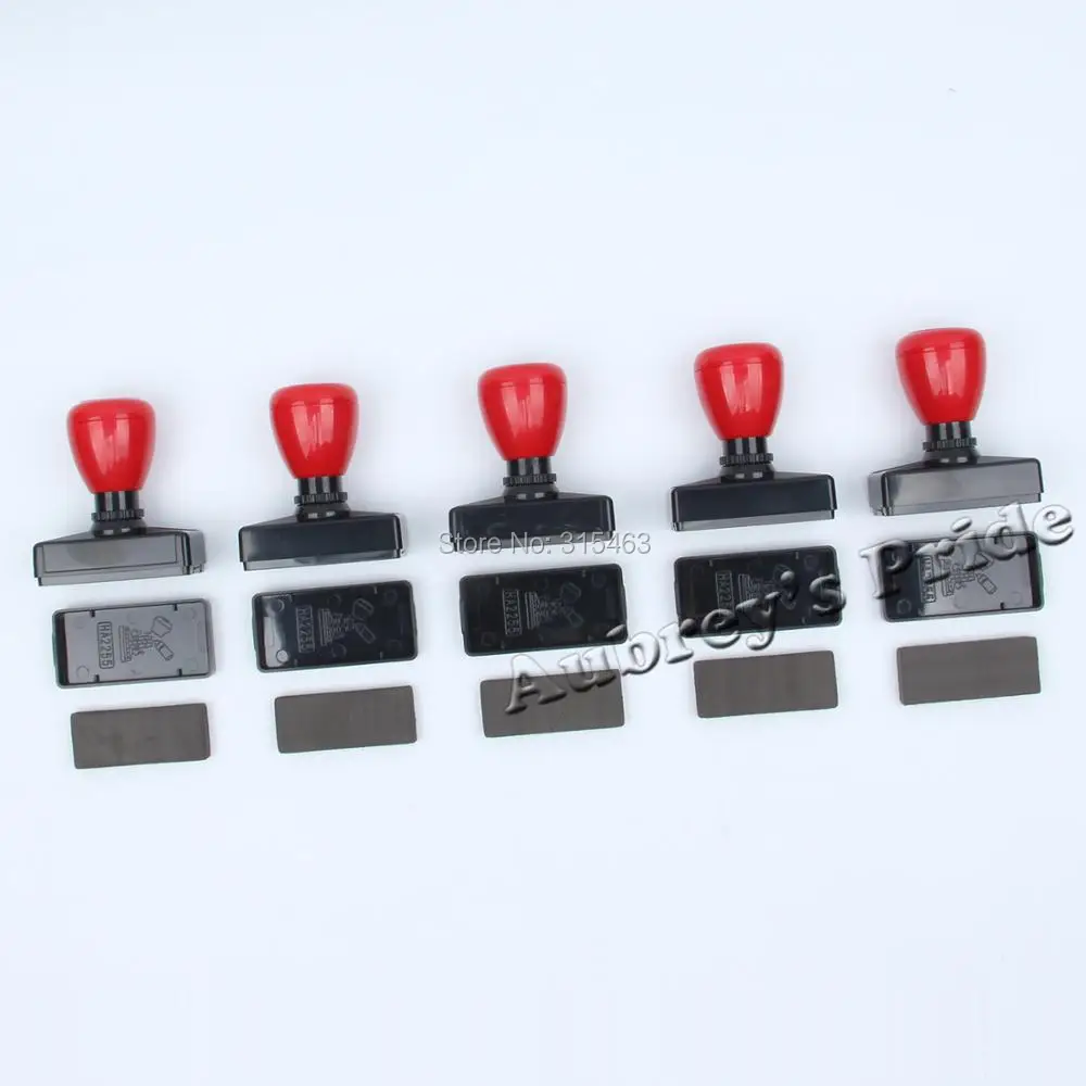 5Pcs Rectangle HA 18x43mm Holder Stamp Shell+7mm Rubber Pad for Photosensitive Portrait Flash Machine Stamping Making Seal