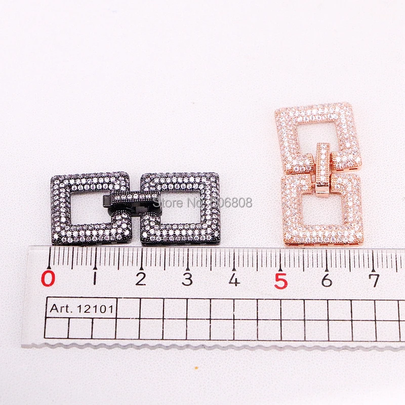 Imagem -06 - Micro Pave cz Quadrado Duplo Multi Stand-fivela de Fecho Fivela Fechos Resultados da Jóia Cúbicos de Zircônia Pcs Zyz3218081