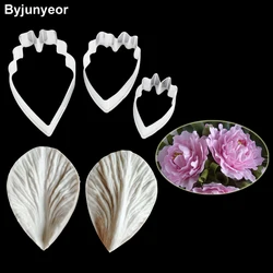 Large Silicone Peony Petal Veiner Flower Silicone Molds Fondant Sugarcraft Clay Water Paper Moulds,Gumpaste Cutters  CS216