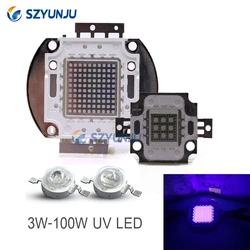 Tiaochongyi 紫パープルハイパワー LED チップ 360Nm 375Nm 385Nm 395Nm 405Nm UVA UVB 照明ビーズ 3 5 10 20 30 50 100 ワット