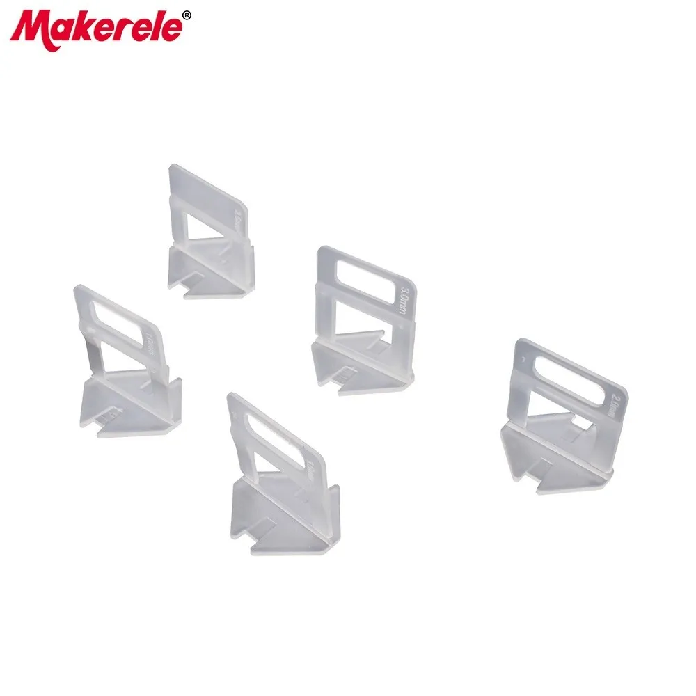 100pcs Tile Leveling System Clips Kit Wall Floor Tile Spacer Tiling Tool 1mm 1.5mm 2mm 2.5mm 3mm Transparent Disposable PVC Base