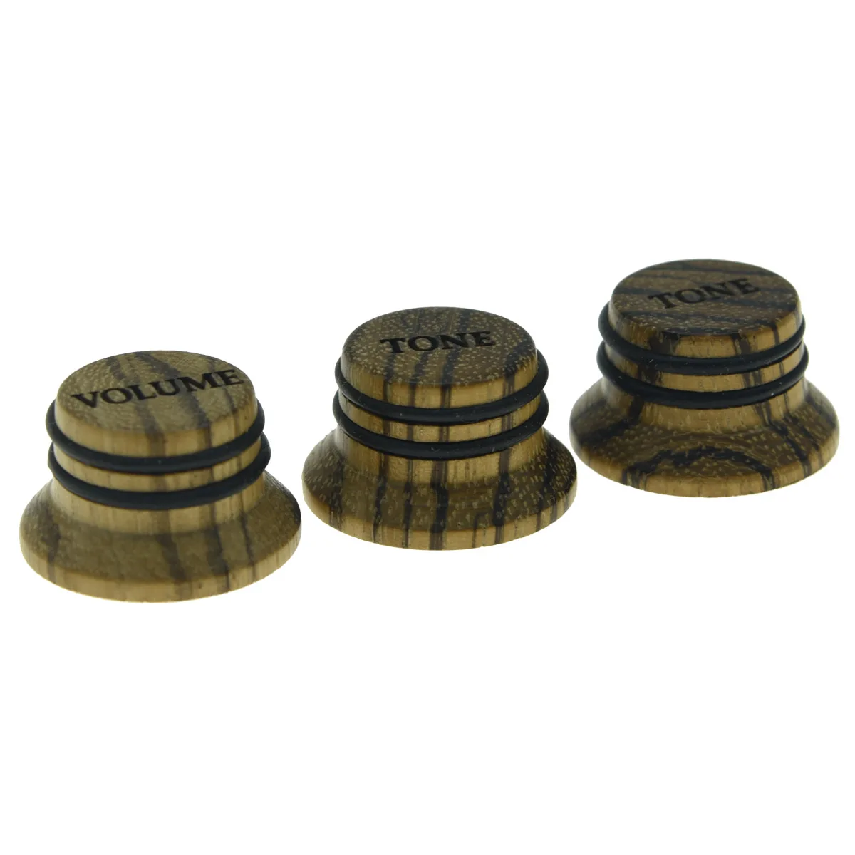 KAISH Zebra Wood Knobs LP/Strat Style Volume Tone Top Hat Wooden Knobs Bell Knob for Metric 5.8mm Shaft Pots