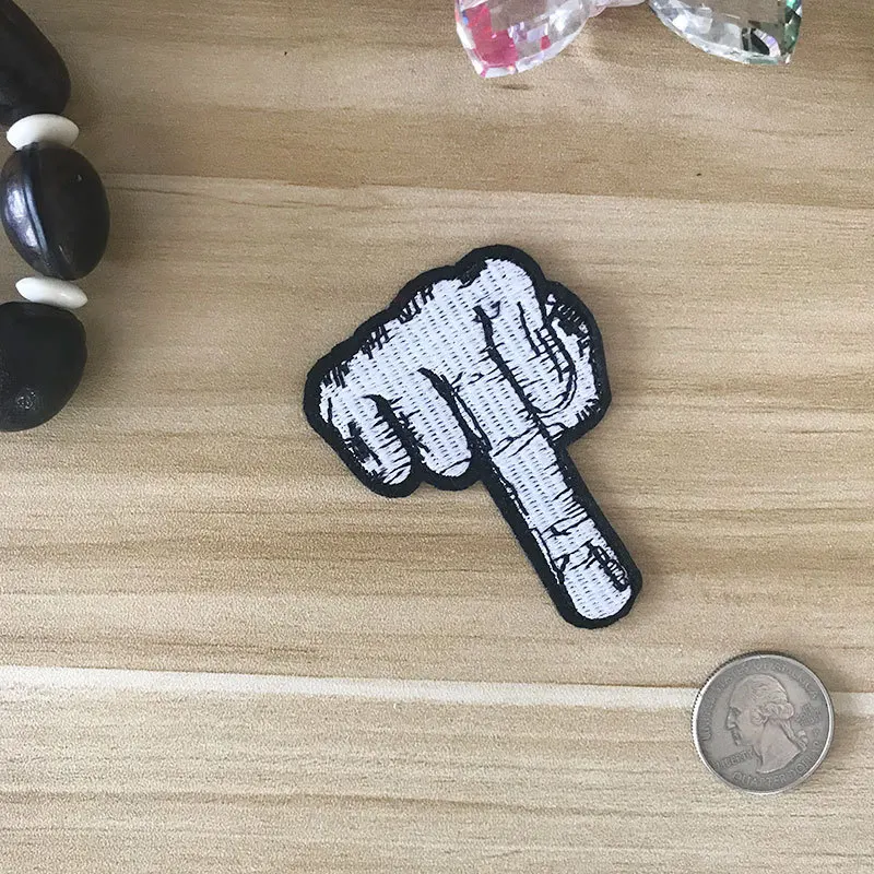 PGY środkowy palec łata z czaszką Punk Rock Patch kurtka w paski na ubrań żelazko na rowerzystę haftowane naszywki na wystrój odzieży