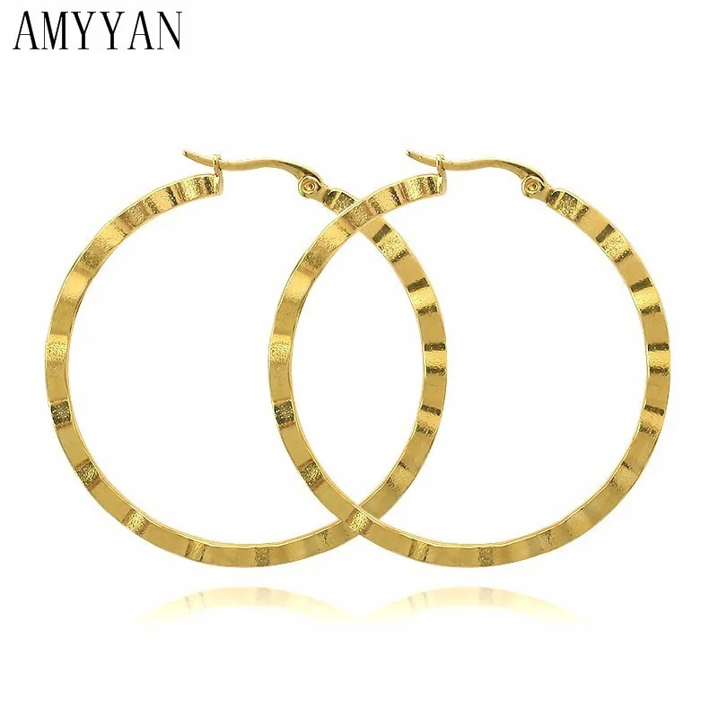 Woman Earrings Jewelry Snake Gode Color Stainless Steel Matel Material Big Round Pendant Open Classic Trendy 1 Pair