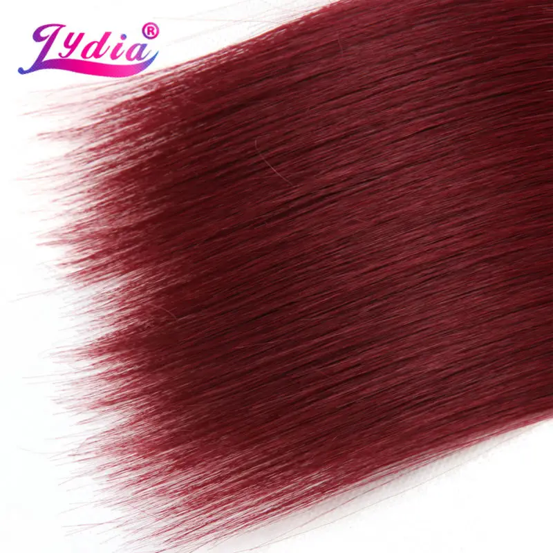 Lydia untuk Wanita Sintetis Tenun 100% Futura Yaki 10-26 Inch 1 Pc/lot Lurus Ekstensi Rambut Murni Warna Merah Marun rambut