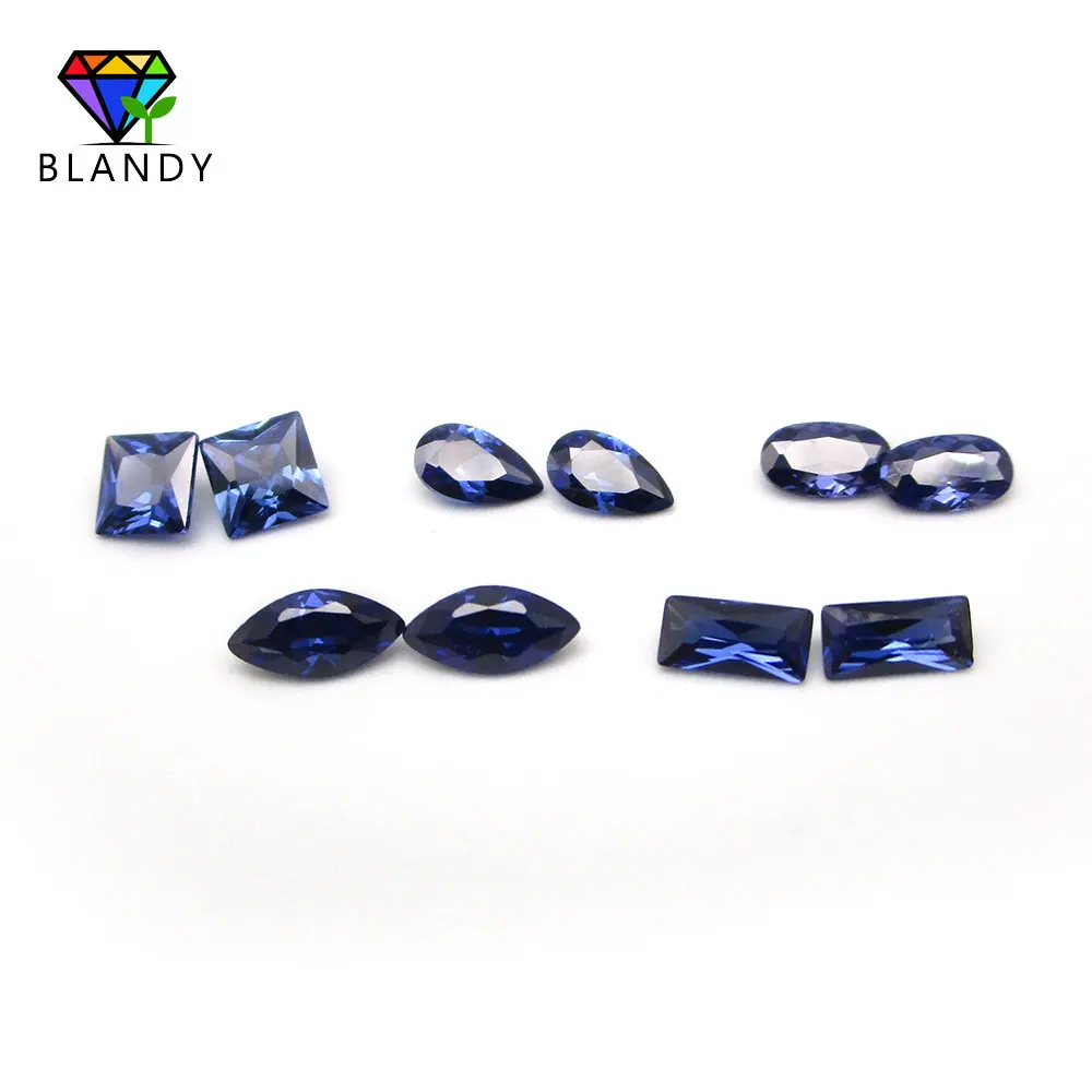 Hot Sale 2*4~9*11mm Rectangle Shape Sapphires Blue Cubic Zirconia Stone 5A Quality Borland CZ Stone Synthetic Gems For Jewelry