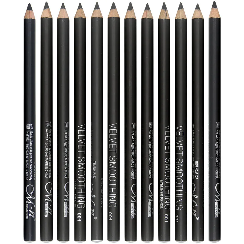 MENOW 12pcs/Lot Waterproof Black Eyeliner Pencil Long lasting Makeup Eyebrow Beauty Pen Eye Liner Cosmetic Tools High Quality