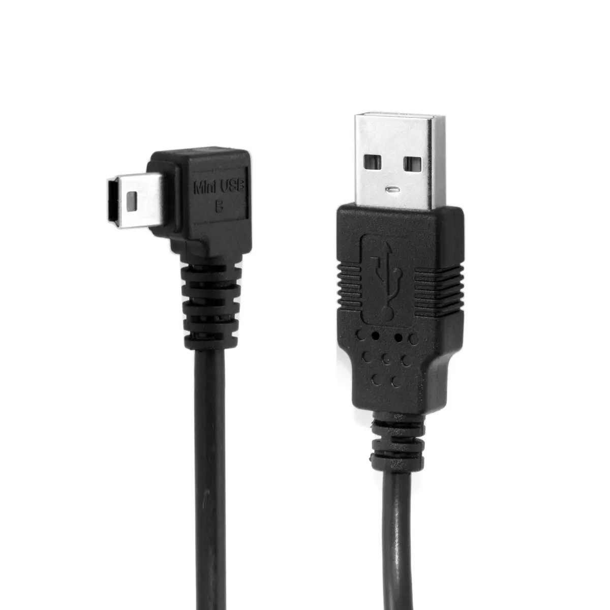 Zihan Mini USB B Type 5pin Male Left Angled 90 Degree to USB 2.0 Male Data Cable with Ferrite 3.0m