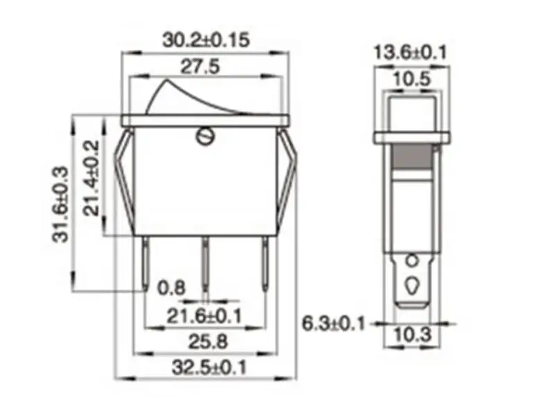 10pcs KCD3  with lights LED Rocker switch 3 Pin 2 Position ON OFF 15A 250V AC Red