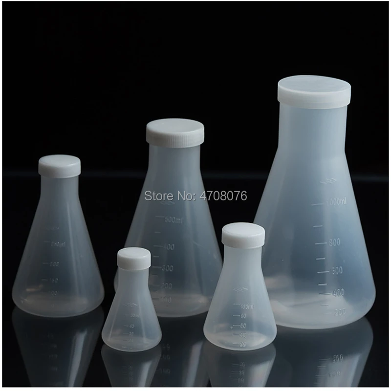 250ml 2pcs/pack PP graduated conical flask Erlenmeyer flask with scale Triangle volumetric flask with cover for chemical test