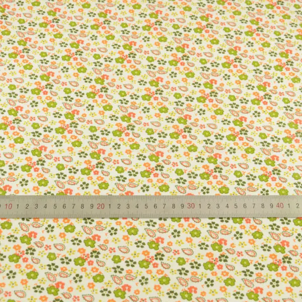 Green and Orange Flowers Style Cotton Fabric for Sewing Tissue Textiles Tilda Doll Cloth Patchwork Scrapbooking Fat Quarter CM