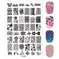 Kimcci 14.5*9.5 centimetri XY-K Serie Unghie artistiche Stampaggio Piatti di Plastica Del Fiore Del Merletto Manicure Tem Piatti Stencil Salone di Bellezza Smalto strumento