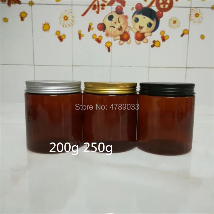 10/30pcs 200g 250g Amber Plastic Cosmetic Cream Jar Refillable Empty Body Lotion Bottle Facial Mask Packaging Containers