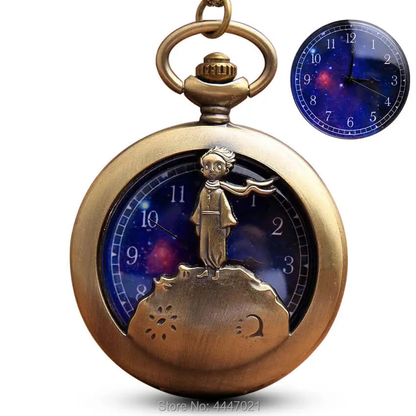 

Animated The Little Prince Pocket Watch Chains Necklace Pendant Planet Quartz Pocket Watches Steampunk Gifts reloj de bolsillo