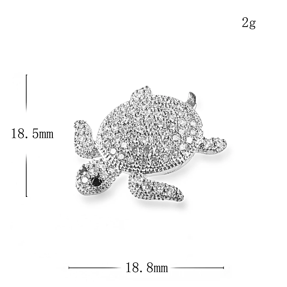 19*19mm Crystal Turtle Exquisite Diy Jewelry Bracelet Making Copper Cubic Zirconia Bracelet Necklace Pendant Accessories Beads