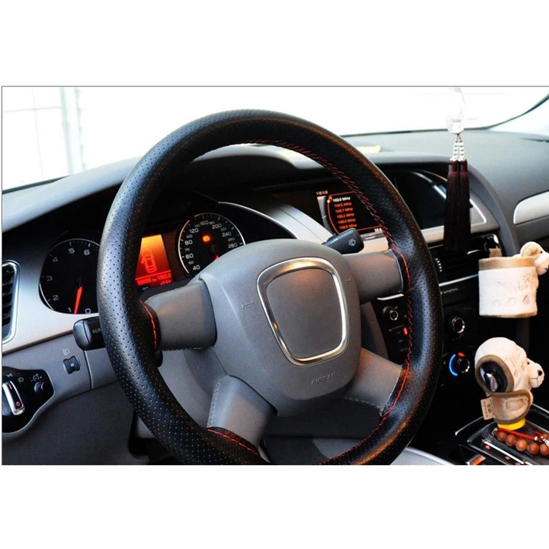 36mm Car Truck Braid Leather DIY Steering Wheel Cover with Hole Thread