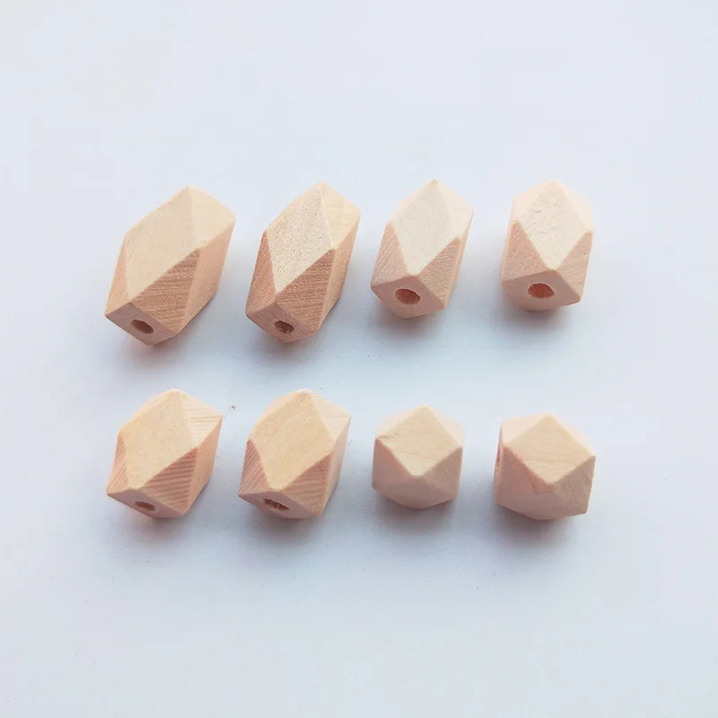 10Pcs Geometric long polygons Wood Spacer Bead Natural Color Eco-Friendly Wooden Beads DIY Making Crafts Jewelry Accessories