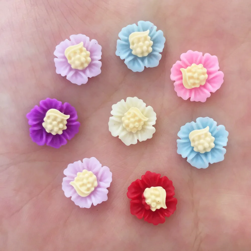 New 80PCS Resin 12mm Cute Conch Flower Flatback Stone Wedding Ornament Craft DIY W14*2